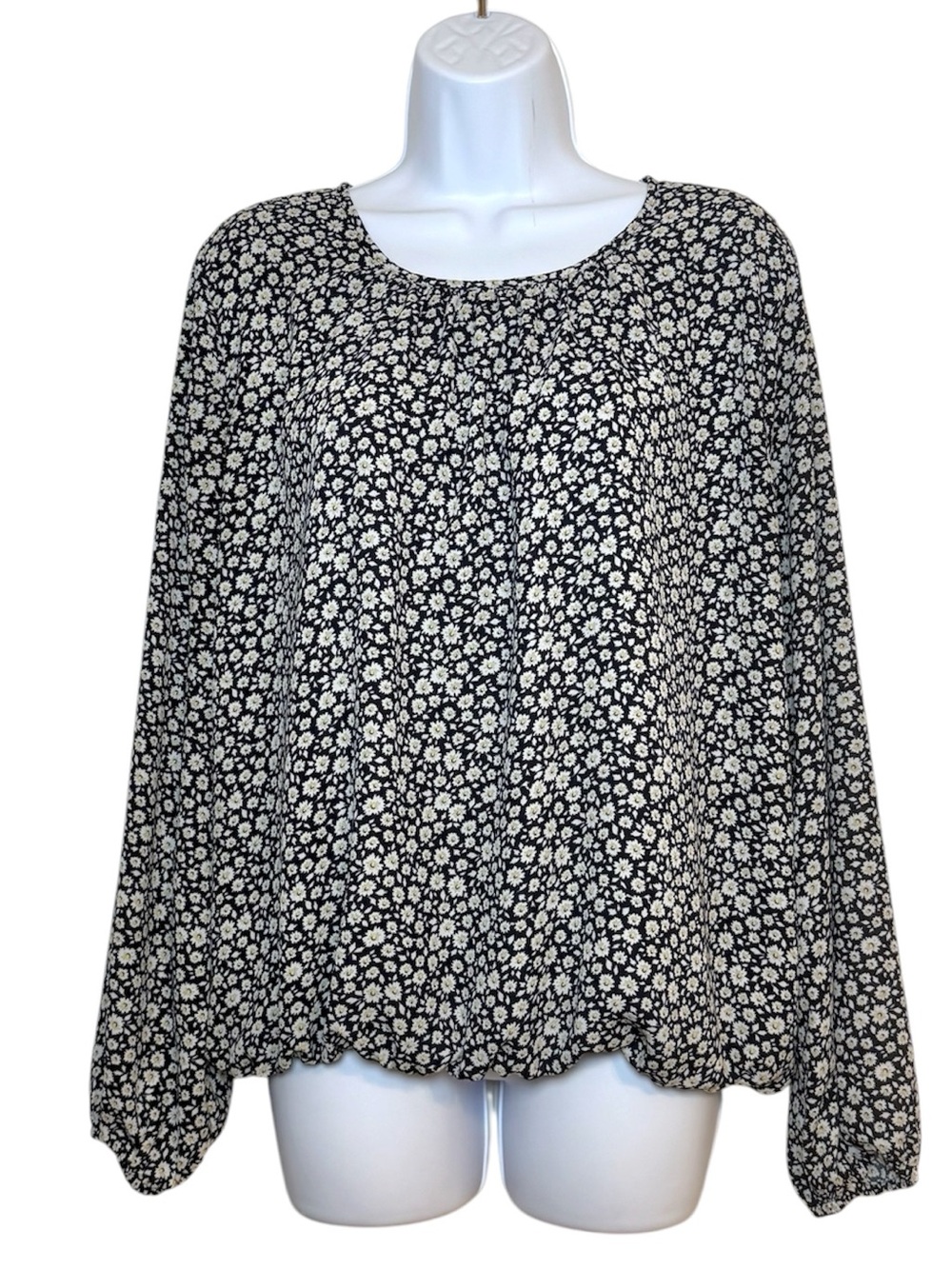 Tommy Hilfiger Navy Ditsy Floral Print Blouse Long Sleeve Office Wear Work
